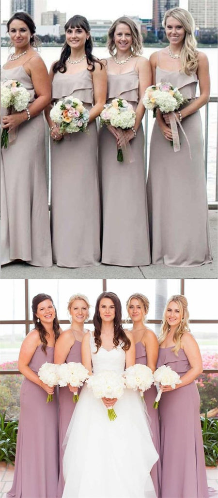 Mermaid Spaghetti Straps Grey Long Cheap Chiffon Bridesmaid Dresses Online, TYP1033