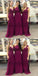 Cheap Mismatched Plum Custom Long Bridesmaid Dresses, TYP0793