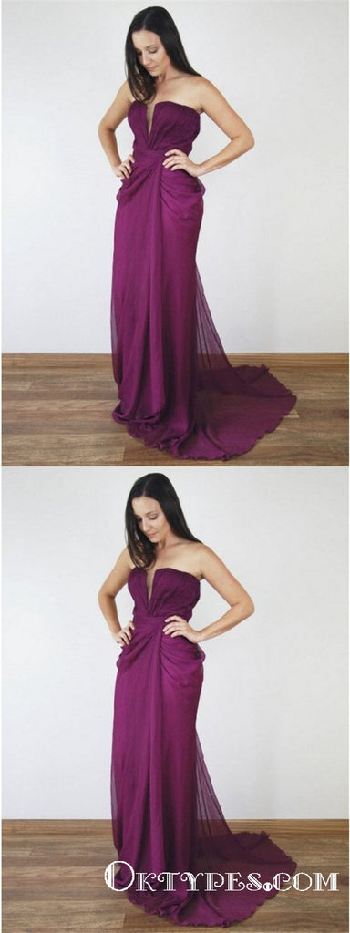 Mermaid Sweetheart Mermaid Ruched Purple Chiffon Bridesmaid Dresses, TYP1873