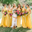 Newest Hot Selling Mismtached Yellow Elastic Silk Long Cheap Cute Wedding Party Bridesmaid Dresses, TYP2045