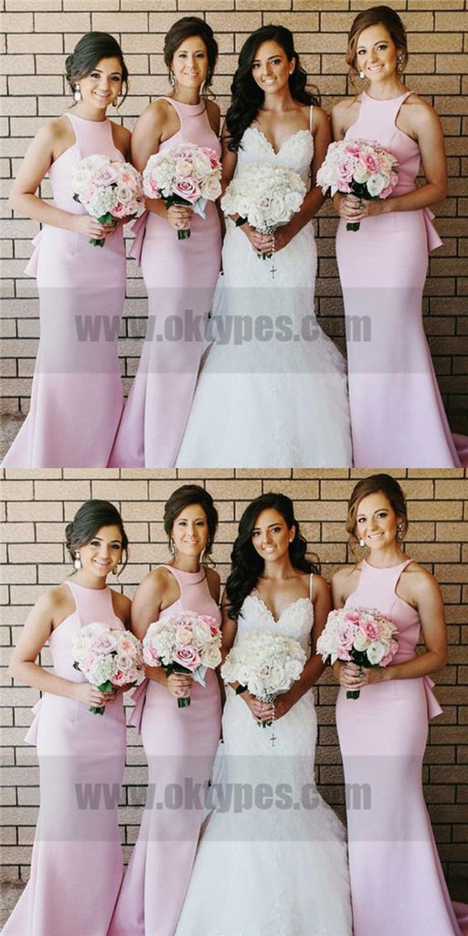 Light Pink Sleeveless Charming Long Mermaid Bridesmaid Dresses, Bridesmaid Dresses, TYP0755