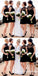 Simple Black Sleeveless A Line Short Bridesmaid Dresses With Lace, TYP1805