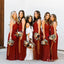 Mismatched Charming Cute Burgundy Chiffon Long Cheap Wedding Party Bridesmaid Dresses, TYP2046