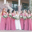 Mismatched V-neck Chiffon A-line Long Cheap Bridesmaid Dresses, BDS0065