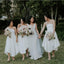 Elegant Strapless White Double Fdy Keen-Length A-line Cheap Bridesmaid Dresses, BDS0051