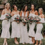 Elegant Off-The-Shoulder Off-White Mermaid Long Cheap Bridesmaid Dresses, BDS0060