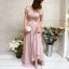 Charming Off-The-Shoulder Dusty Pink Chiffon Appliqued Chiffon Long Cheap Bridesmaid Dresses, BDS0006