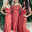 Mismatched Coral Long Cheap Bridesmaid Dresses Online, BDS0099