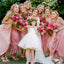 Mismatched Charming Pink Simple Long Cheap Wedding Party Bridesmaid Dresses, BDS0016