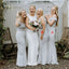 Mismatched Grey Satin Mermaid Long Cheap Bridesmaid Dresses, BDS0110