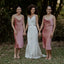 Simple Spaghetti Strap Dusty Rose Elastic Silk Cheap Bridesmaid Dresses, BDS0083