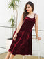 Chic A-Line Scoop Neck Open Back Burgundy Velvet Knee Length Homecoming Dresses, TYP1998