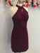 Cheap Halter Maroon Lace Short Homecoming Dresses Online, TYP1107