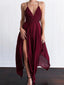 Simple Dark Red High How Side Slit Cheap Homecoming Dresses 2018, CM512