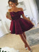 Elegant A-Line Off-Shoulder Short Cheap Satin Homecoming Dresses, TYP1082