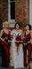 Sexy V-neck Burgundy Mermaid Side Slit Cheap Bridesmaid Dresses, BDS0084