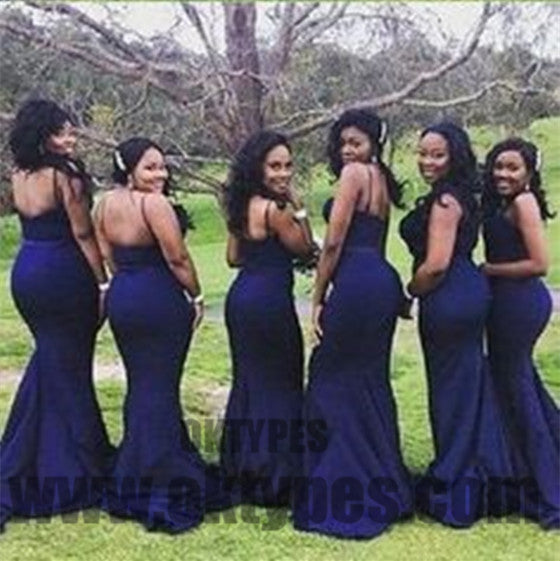 Long Mermaid Bridesmaid Dresses, Spaghetti Strap Bridesmaid Dresses, Backless Zipper Bridesmaid Dresses, TYP0331