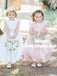 A-Line Bateau Long Pink Organza Flower Girl Dress with Sash, TYP0889