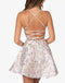 Beautiful Lace-Up A-Line Short Homecoming Dresses With Small Floral Pattern , HDS0089