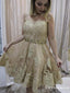 Newest Charming Sweetheart Champagne Short Cheap Homecoming Dresses With Appliques, TYP2031