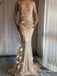 Champagne Long Cheap V Neck Prom Dresses With Beaded, TYP1767