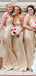 Sparkly Champagne Sequin Sweetheart A-line Long Cheap Bridesmaid Dresses, BDS0058