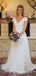 New Arrival Charming V-neck Cap Sleeve Sexy V-back Lace A-line Long Cheap Wedding Dresses, WDS0004