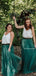 Charming Newest Green Tulle Long Cheap Floor-Length Bridesmaid Dresses, BDS0021