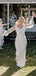 Simple V-neck Sleeves White Tulle Long Cheap Wedding Dresses, WDS0026