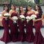 Claret Sweetheart Lace Mermaid Bridesmaid Dresses, Sexy Bridesmaid Dresses, TYP0587