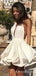 Cute Halter V Neck Backless Layered White Short Homecoming Dresses, TYP1962