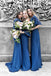 Mismatched Blue Long Cheap Chiffon Bridesmaid Dresses, TYP1759