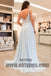 Light Blue Spaghetti Strap Sequin Chiffon Prom Dresses, Backless Prom Dresses, TYP0360