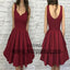 Simple Dark Red V Neck Cheap Homecoming Dresses 2018, TYP0659