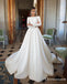 Vintage A-Line Bateau Open Back White Satin Wedding Dresses, TYP1944