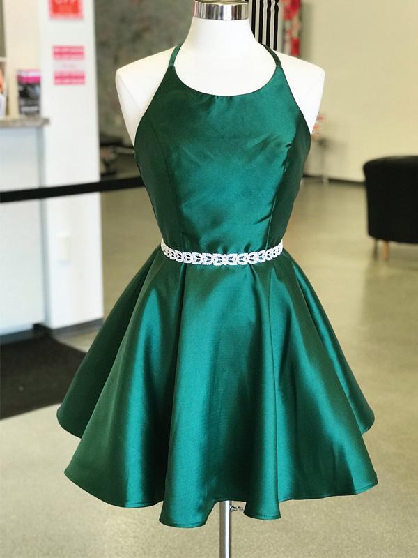 Sexy Emerald Green Backless Simple Short Cheap Homecoming Dresses Under 100, CM575