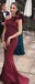 Gorgeous Burgundy One Shoulder Mermaid Long Evening Prom Dresses, TYP1383