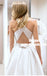 A-Line Round Neck Criss-Cross Satin Wedding Dress with Bow knot Pockets, TYP0898