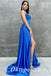 Sexy Satin Spaaghetti Straps sleeveless Lace Up Back Side Slit A-Line Long Prom Dresses, PDS0927