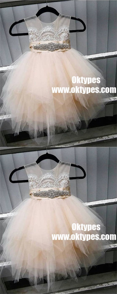 Newest Scoop V-back Lovely Tulle Flower Girl Dresses, TYP0926