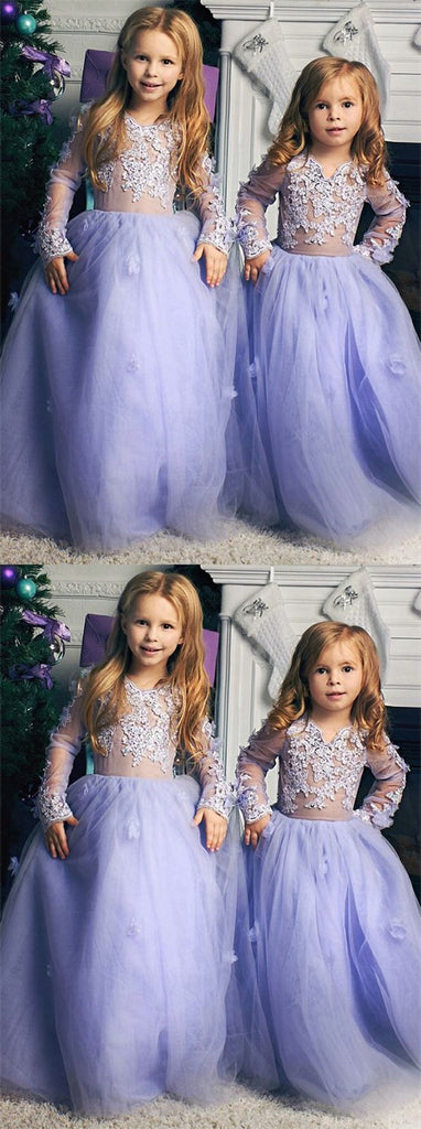 Princess Off Shoulder Long Cheap Chiffon Junior Bridesmaid Flower Girl Dresses, TYP1031