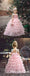 Pink Layers Tulle  2019 Lace Princess Long Ball Gown Flower Girls Dresses, TYP1953