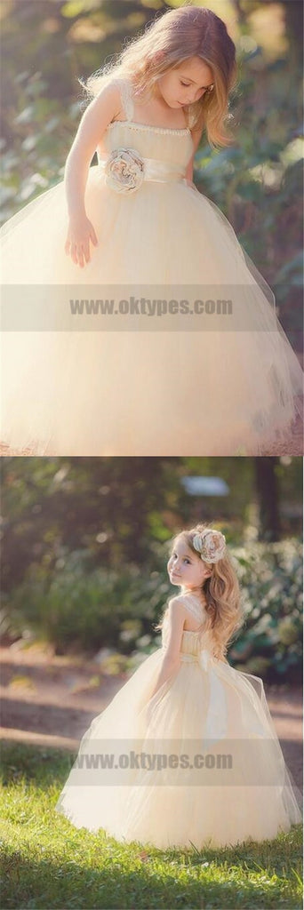 Hot Sell Strap Ball Gown Flower Girl Dresses With Bow, Cute Flower Girl Dresses, TYP0766