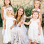 Pretty Square Neckline Sleeveless Off-White With Lace Appliqued Cheap Flower Girl Dresses, FGS0001