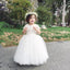 Charming Round Neck Short Sleeves White Tulle Long Cheap Flower Girl Dresses, FGS0020