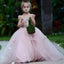 New Arrival Spaghetti Strap Pink Tulle Long Cheap Ball Gown Flower Girl Dresses, FGS0008