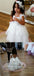 Cute Backless Ivory Tulle Lace Flower Girl Dress with Bow Knot, TYP1377