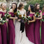 Sheath Off-the-Shoulder Short Sleeves Long Fuchsia Bridesmaid Dresses, TYP1370