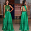 Cheap Sleeveless Green Prom  Dresses Appealing Long A-line  Keyhole Open-back Dresses, TYP0724