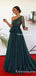 One Shoulder Long Sleeveless Sparkly Green Sequin A-line Long Cheap Evening Prom Dresses, TYP2095